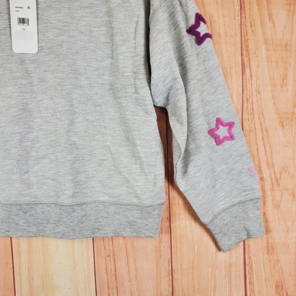 Splendid‎ Girls Sweatshirt 12 Heather Gray Cotton Pullover Heart Puff